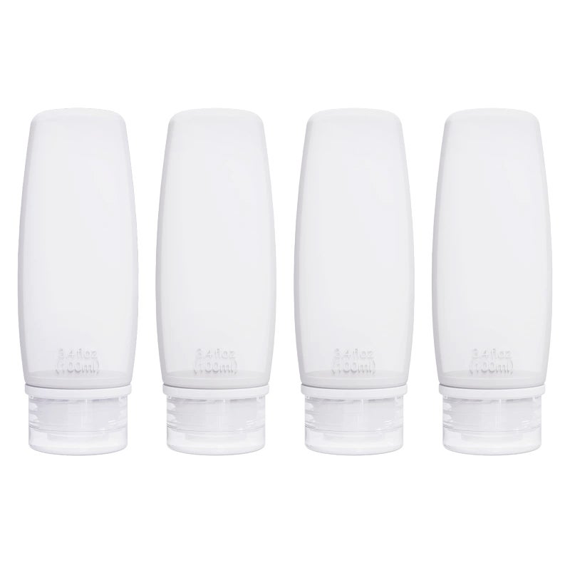 Silicone Travel Bottles for Toiletries TSA Approved Travel Size Containers Set 4 Pack Portable Leak Proof Refillable Cosmetic Squeeze Bottles Shampoo Hair Conditioner Body Lotion Bath Shower Gel